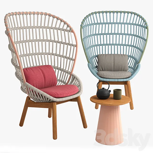 kettal cala armchair wood feet 3DS Max Model