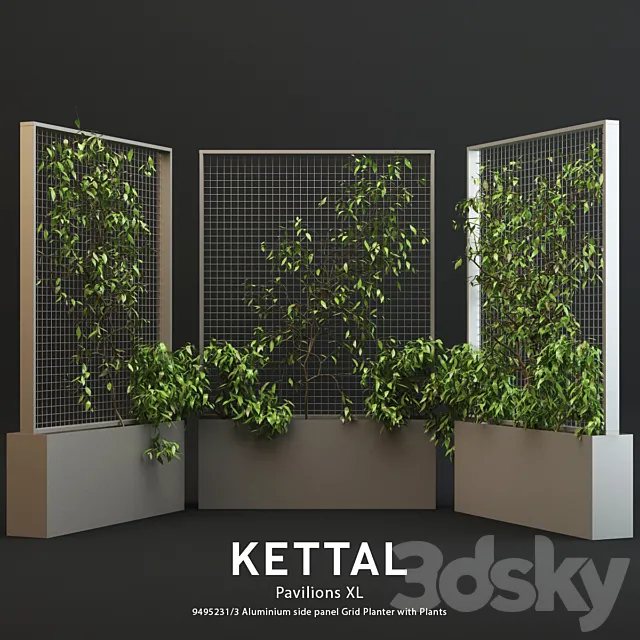 Kettal Pavilion XL Planter With Plants 3DS Max Model