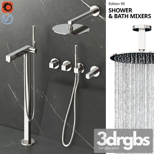 Keuco Edition 90 Shower and Bath Faucets 3dsmax Download