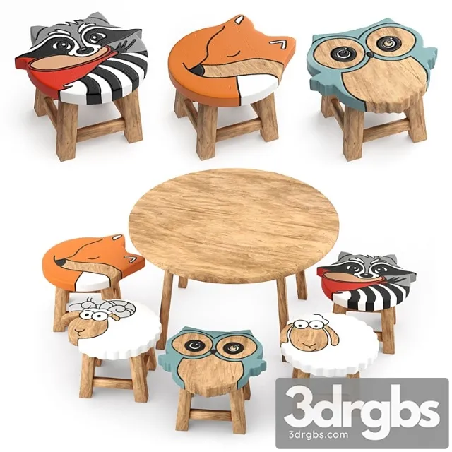 Kids furniture01-animal chairs 2 3dsmax Download
