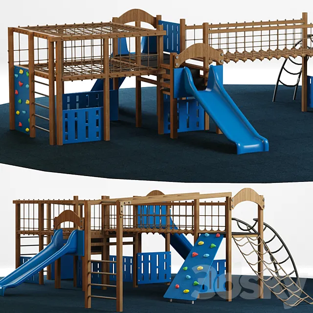 Kids playground equipment with slide climbing 01 3DS Max Model