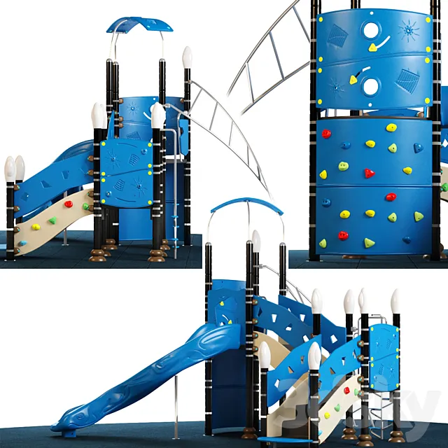 Kids playground equipment with slide climbing 03 3DS Max Model