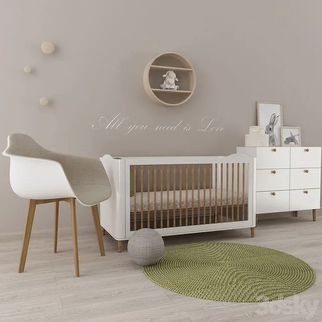 Kids room childroom bed chair pillow 3dsMax Model