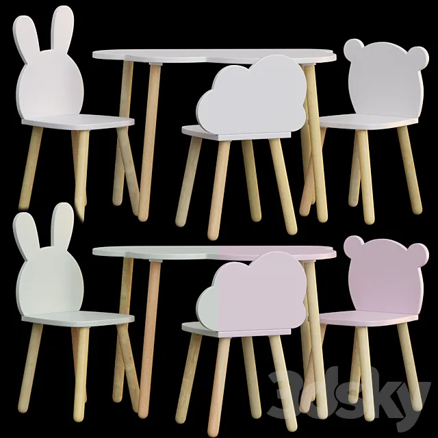 Kids Table and Chairs Set by Happy Baby 3ds Max