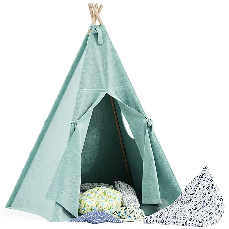 Kids Teepee Tent Set Mint 3DS Max