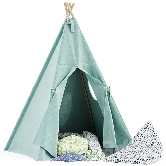 Kids Teepee Tent Set Mint 3DSMax File