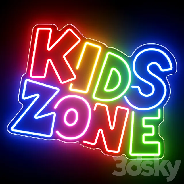 Kids Zone Neon Sign 3DS Max Model