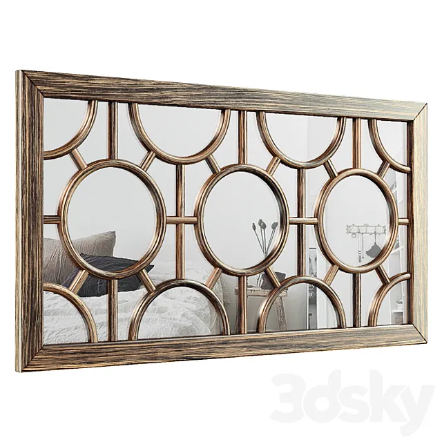Kimberlee Geometrical Circles Decorative Rectangular Wall Mirror MTNA4435 3DSMax File