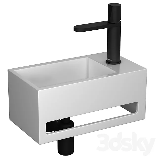 Kingkonree Wall Hung mini sink & Antoniolupi Indigo faucet 3ds Max