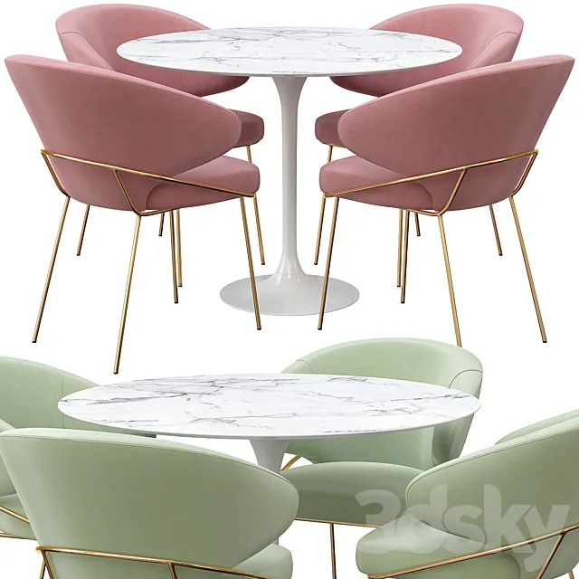 Kinley Chair & Apriori T Dining Table 3ds Max