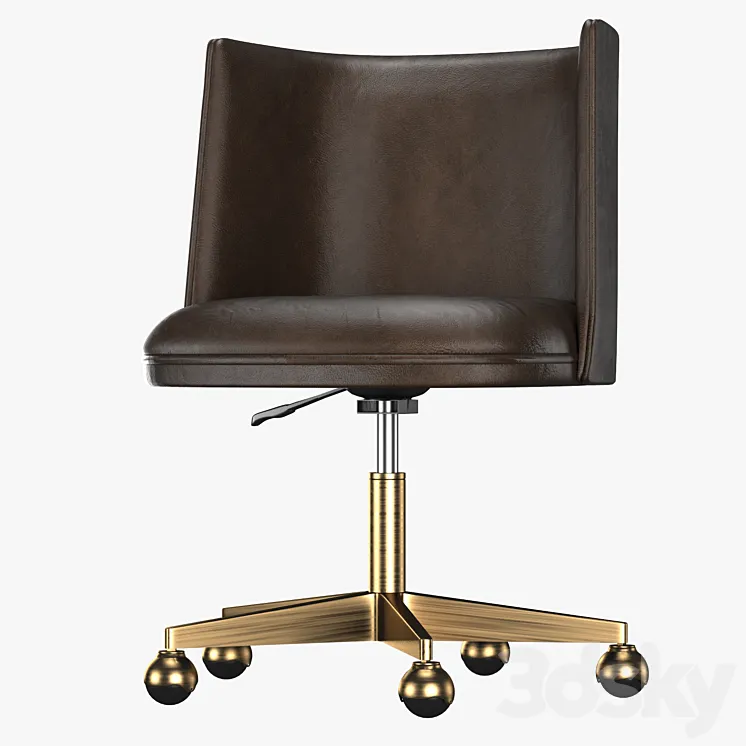 KINNEY LEATHER DESK CHAIR – ANTIQUED BRASS 3DS Max