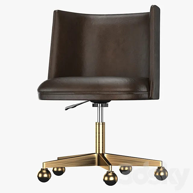 KINNEY LEATHER DESK CHAIR – ANTIQUED BRASS 3DSMax File