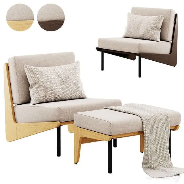 Kinney Teak Lounge Chair by Crate and Barrel 3dsMax Model