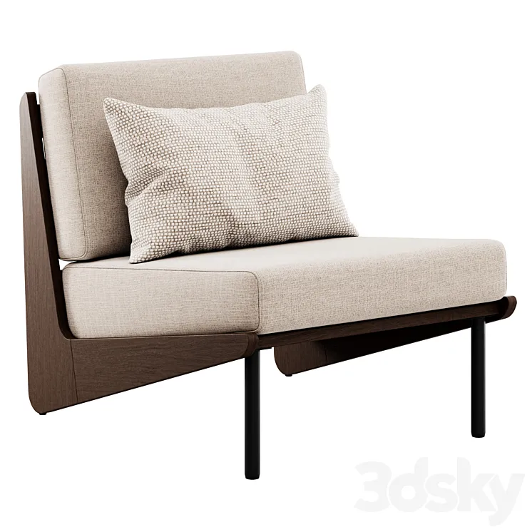 Kinney Teak Lounge Chair by Crate and Barrel 3DS Max Model