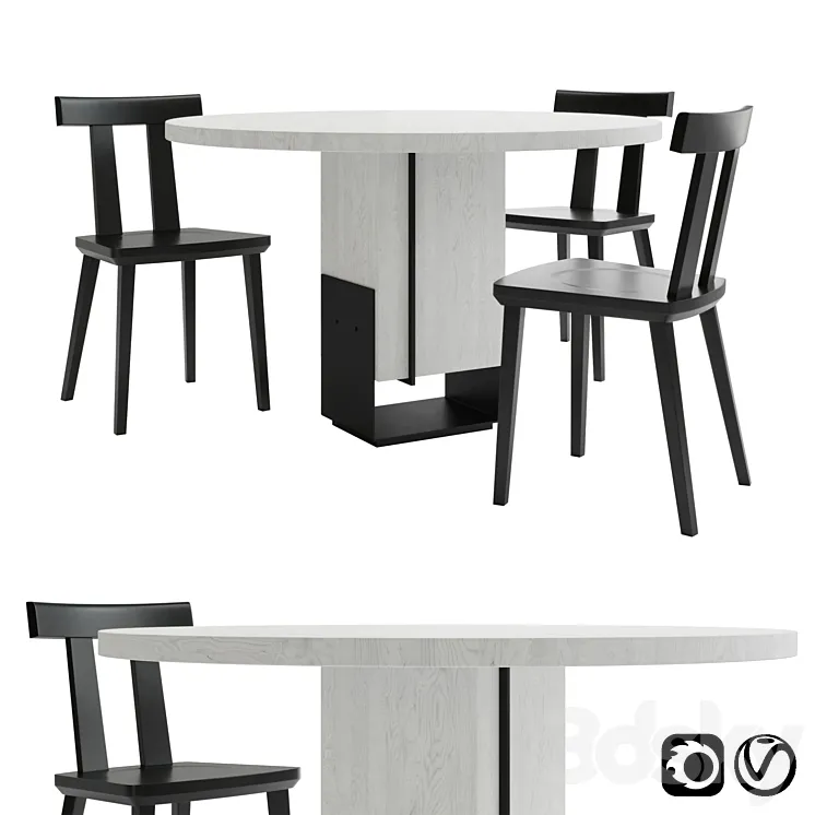 Kitale table with Sipa chair 3DS Max
