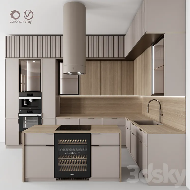 “Kitchen №115 “”Beige Rail””” 3DS Max Model