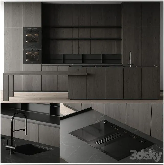 Kitchen 19 dark color 3dsMax Model