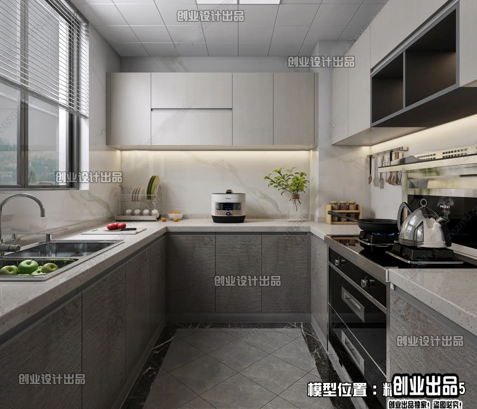 Kitchen 3D Interior Scene – 3D Models – 227