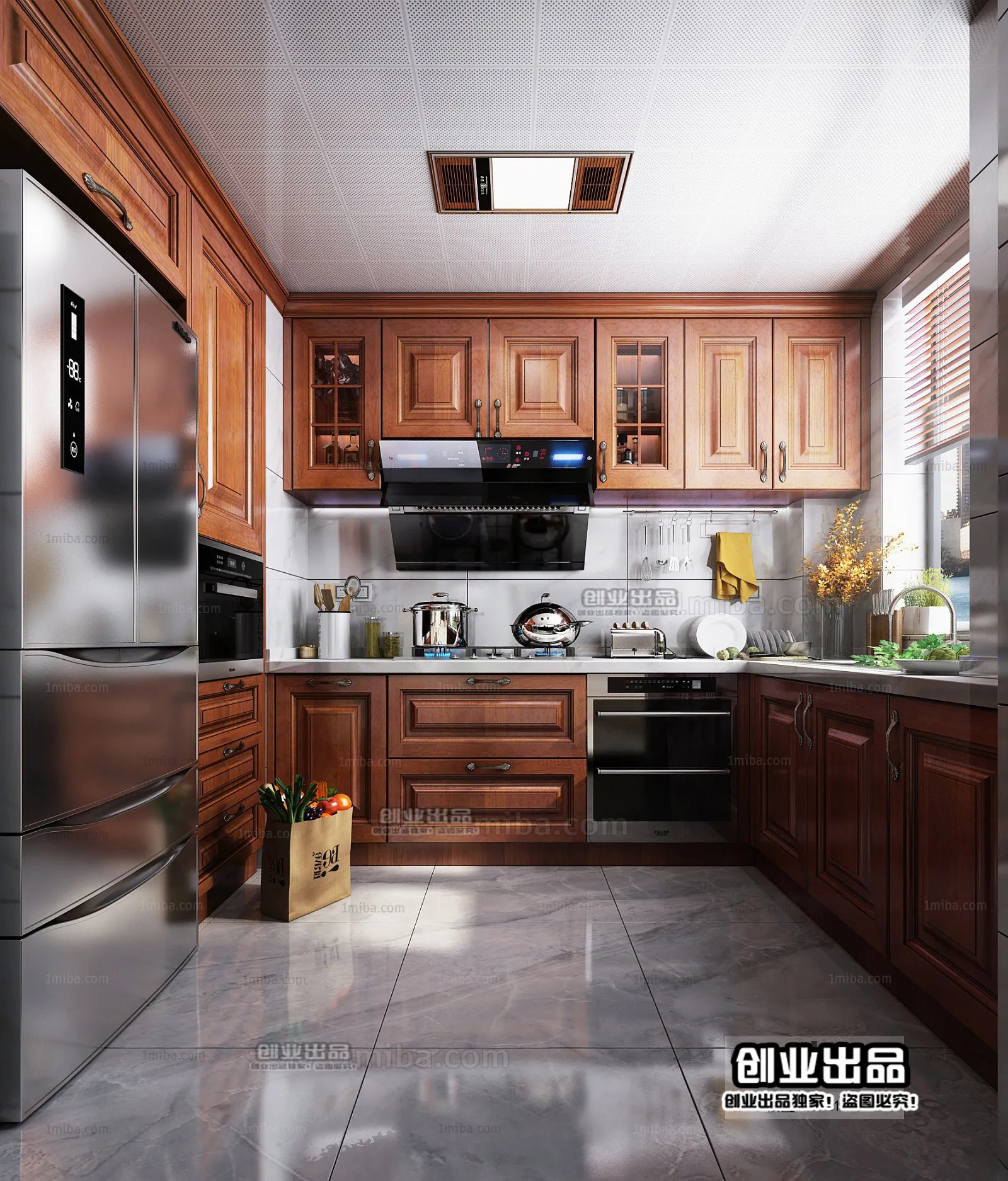 Kitchen 3D Interior Scene – American Style – 003