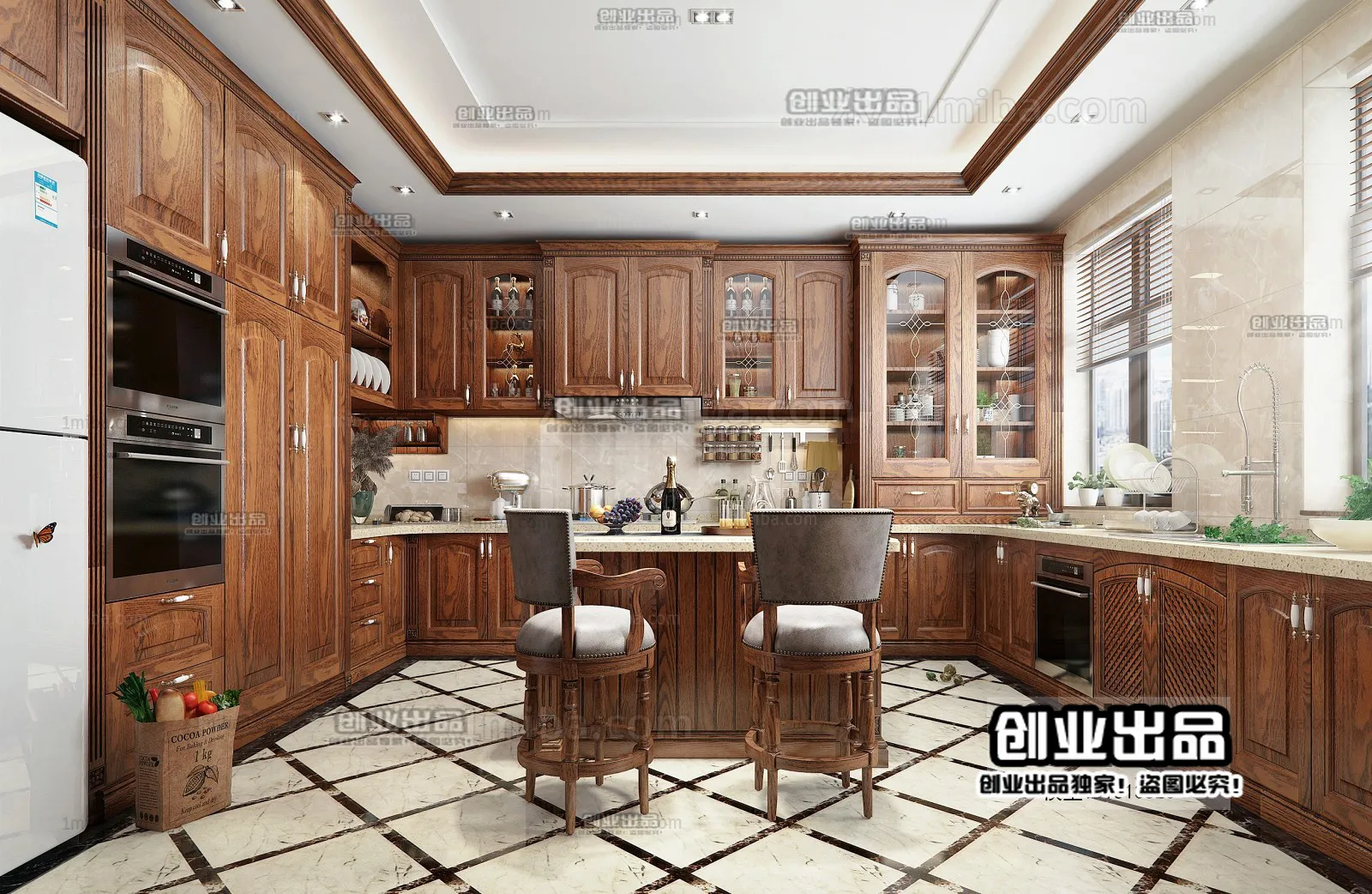 Kitchen 3D Interior Scene – American Style – 004