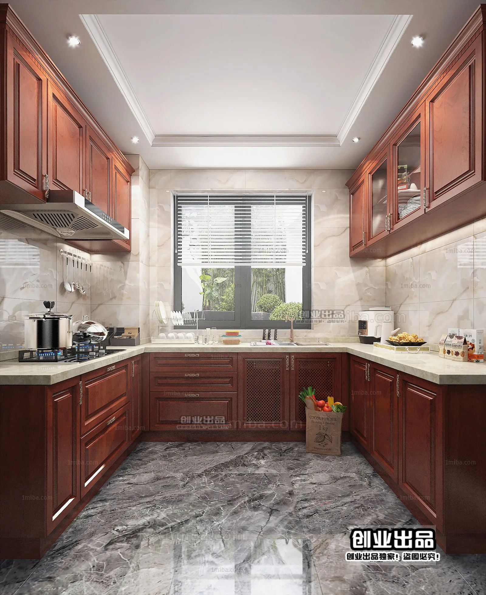 Kitchen 3D Interior Scene – American Style – 005