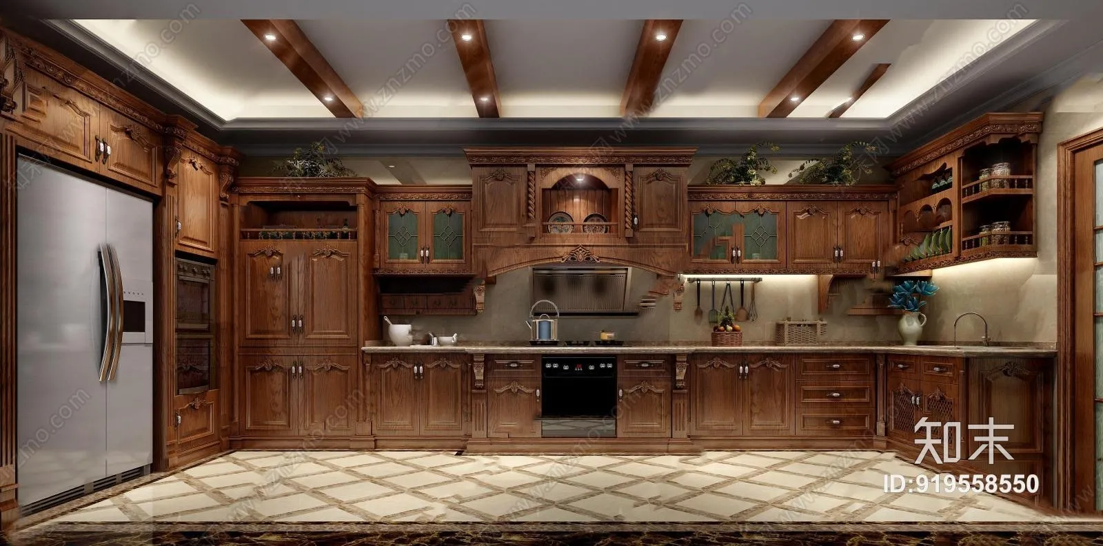 Kitchen 3D Interior Scene – American Style – 007