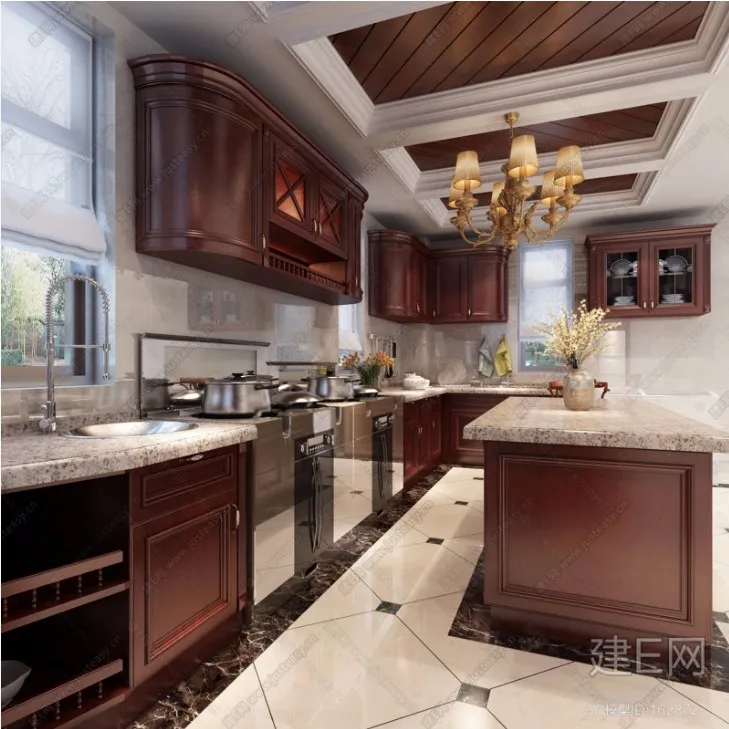 Kitchen 3D Interior Scene – American Style – 009