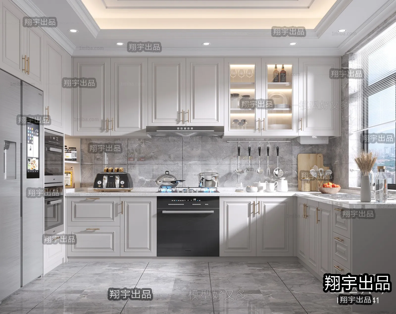 Kitchen 3D Interior Scene – American Style – 012