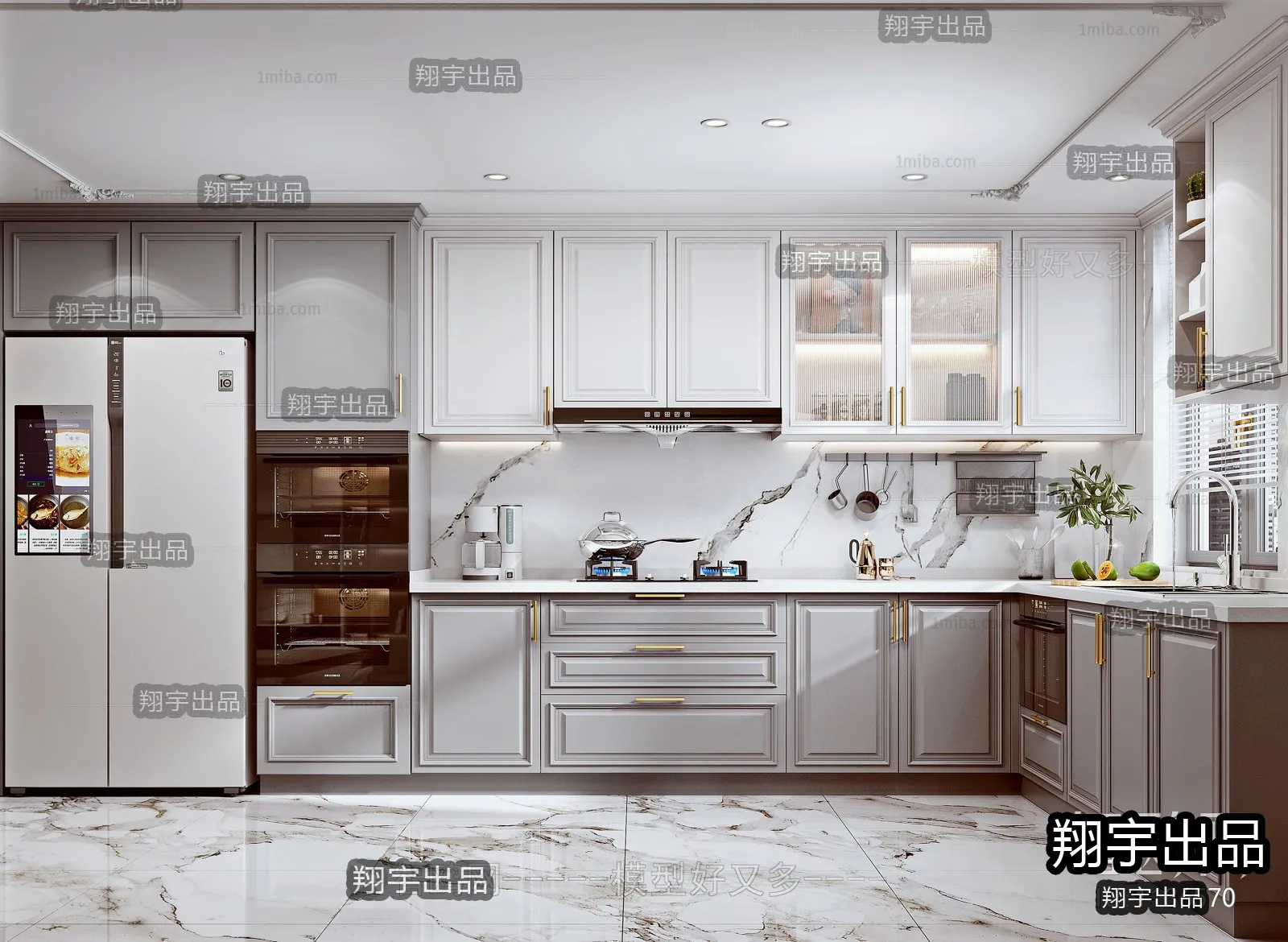 Kitchen 3D Interior Scene – American Style – 013