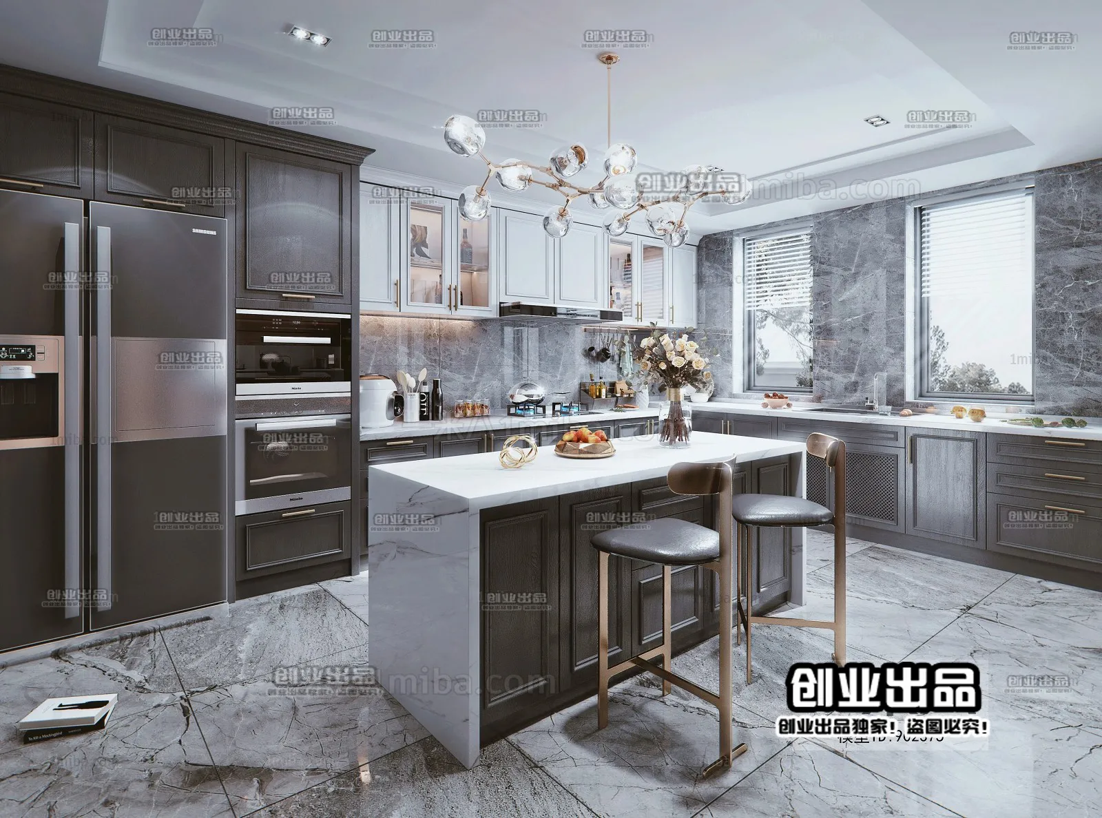 Kitchen 3D Interior Scene – American Style – 015