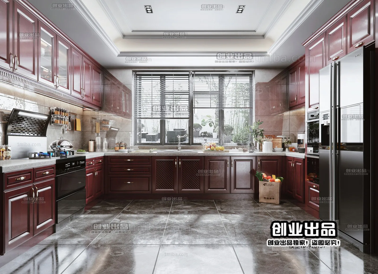 Kitchen 3D Interior Scene – American Style – 017