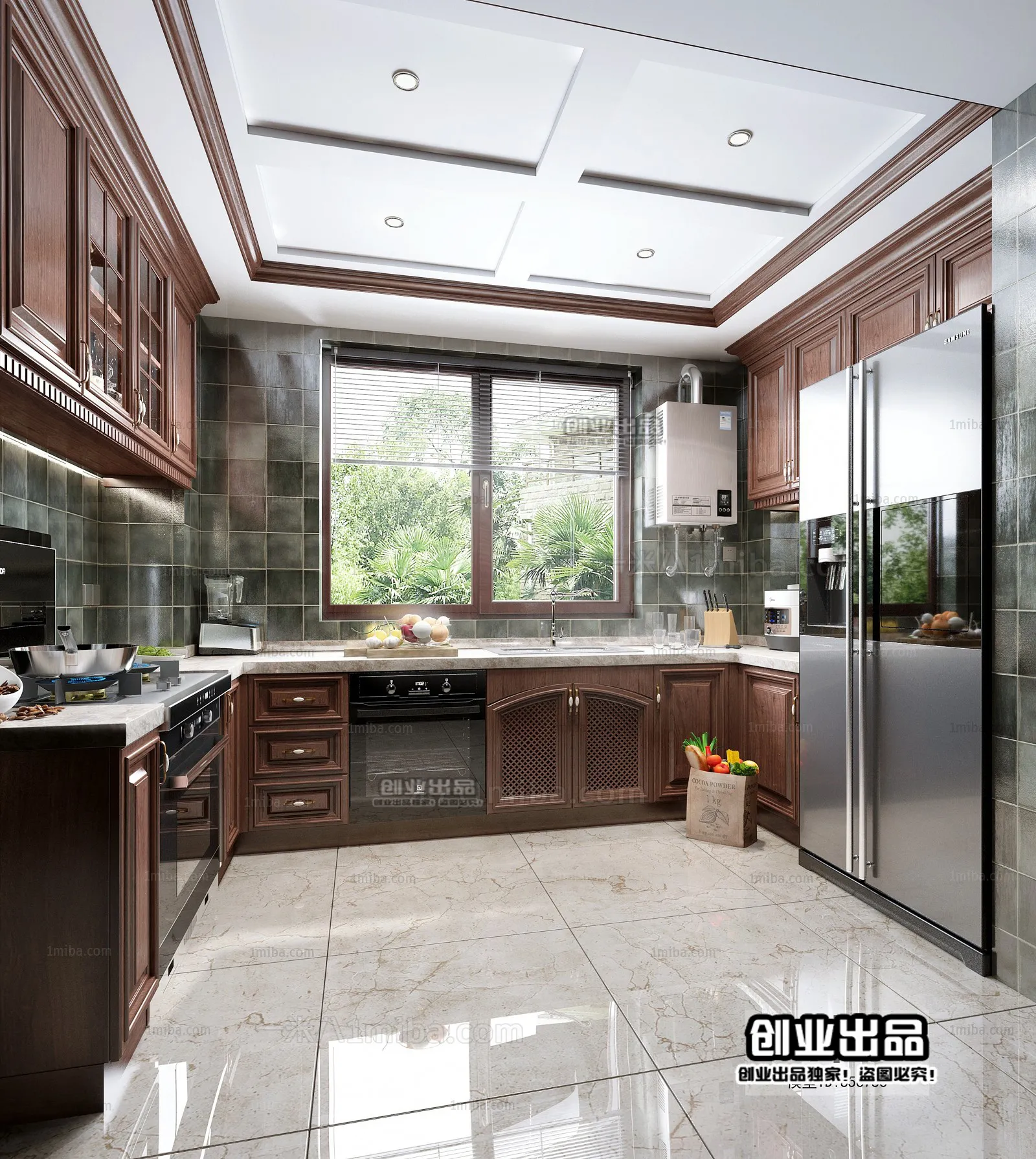 Kitchen 3D Interior Scene – American Style – 018