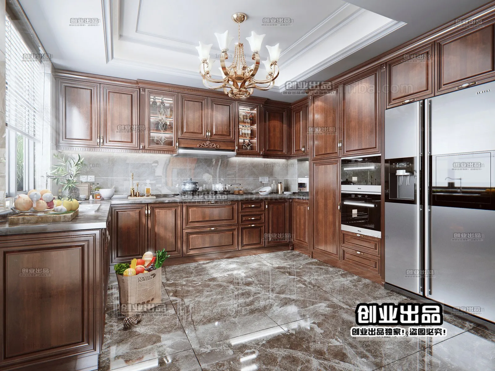 Kitchen 3D Interior Scene – American Style – 019