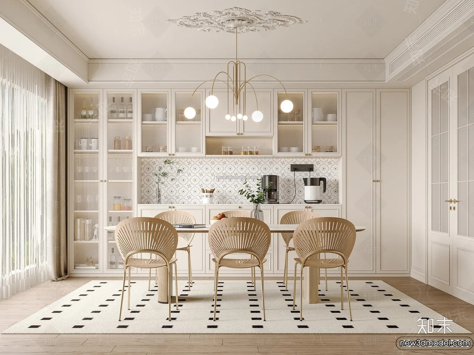 Kitchen – 3D Interior Scene – French Style – 014