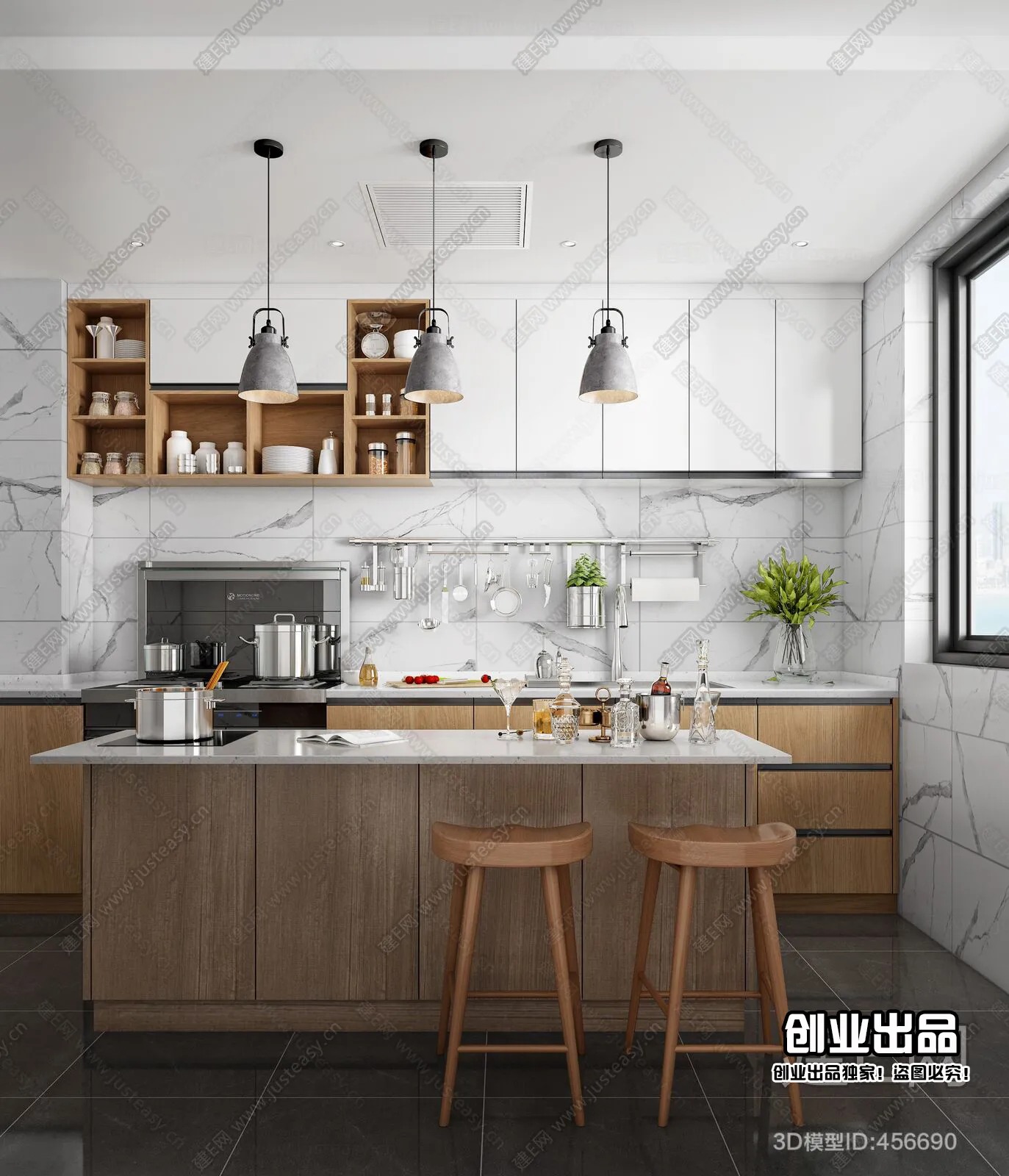 Kitchen 3D Interior Scene – Japanese Style – 002