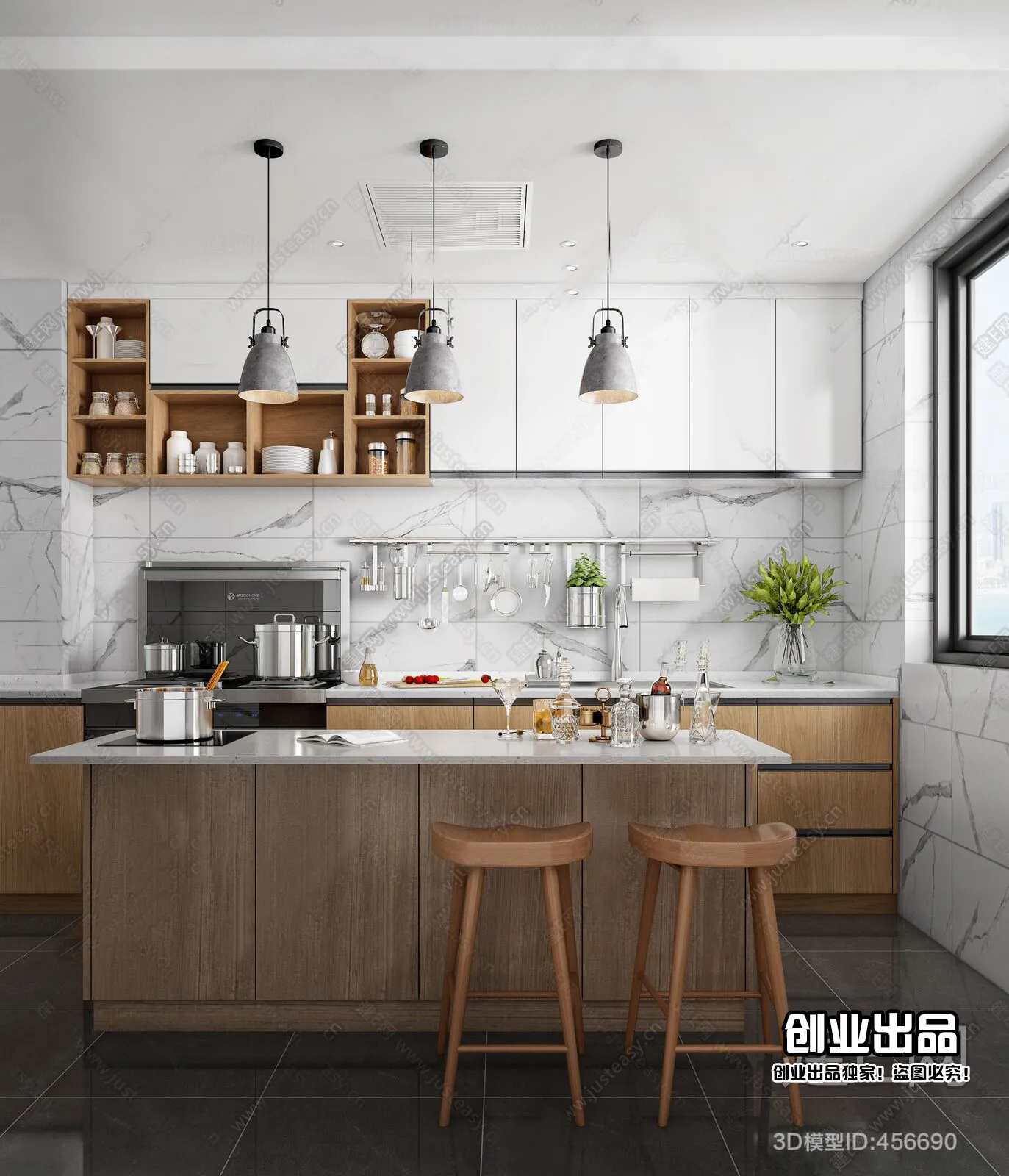 Kitchen 3D Interior Scene – Japanese Style – 008