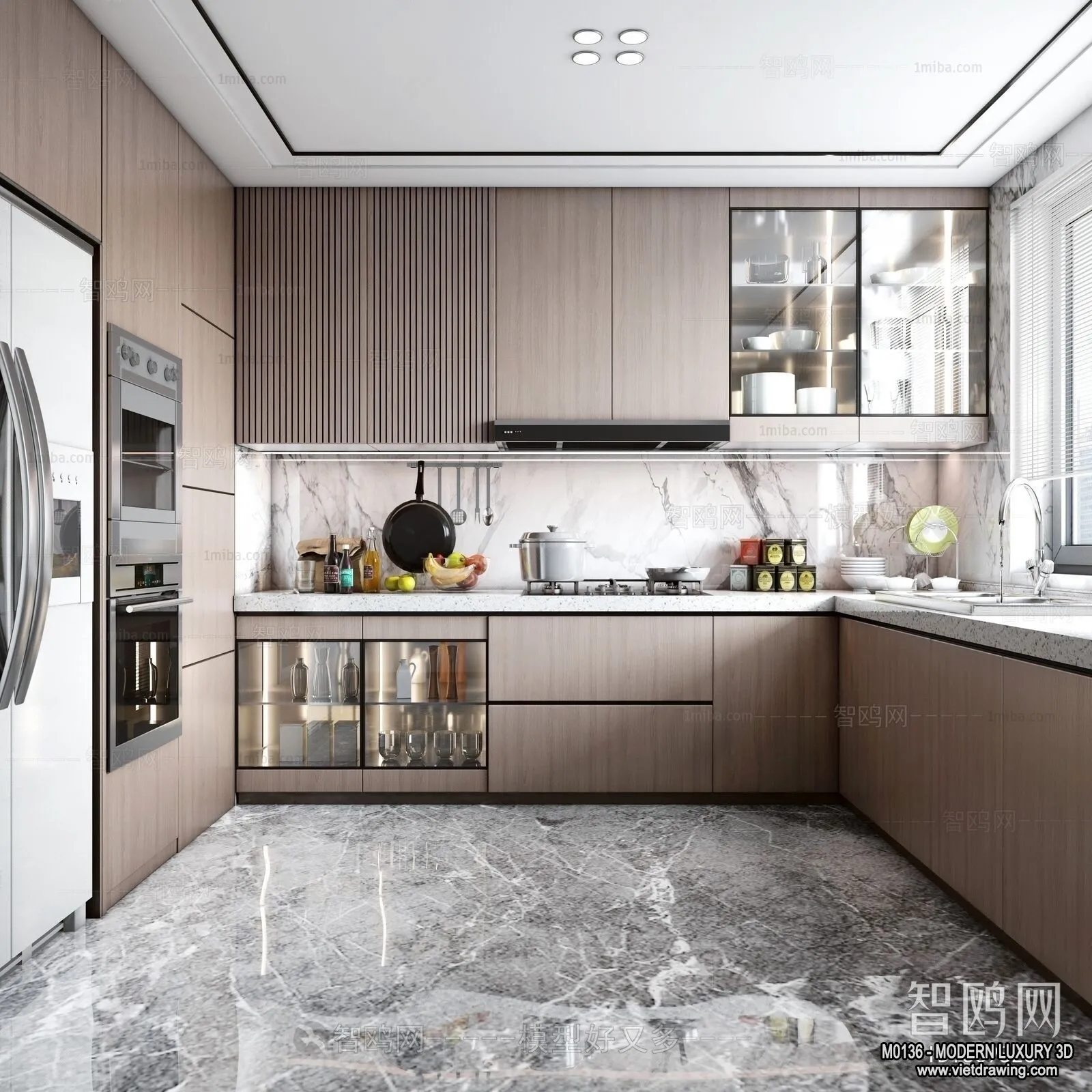 Kitchen – 3D Interior Scene – Luxury Style – 001