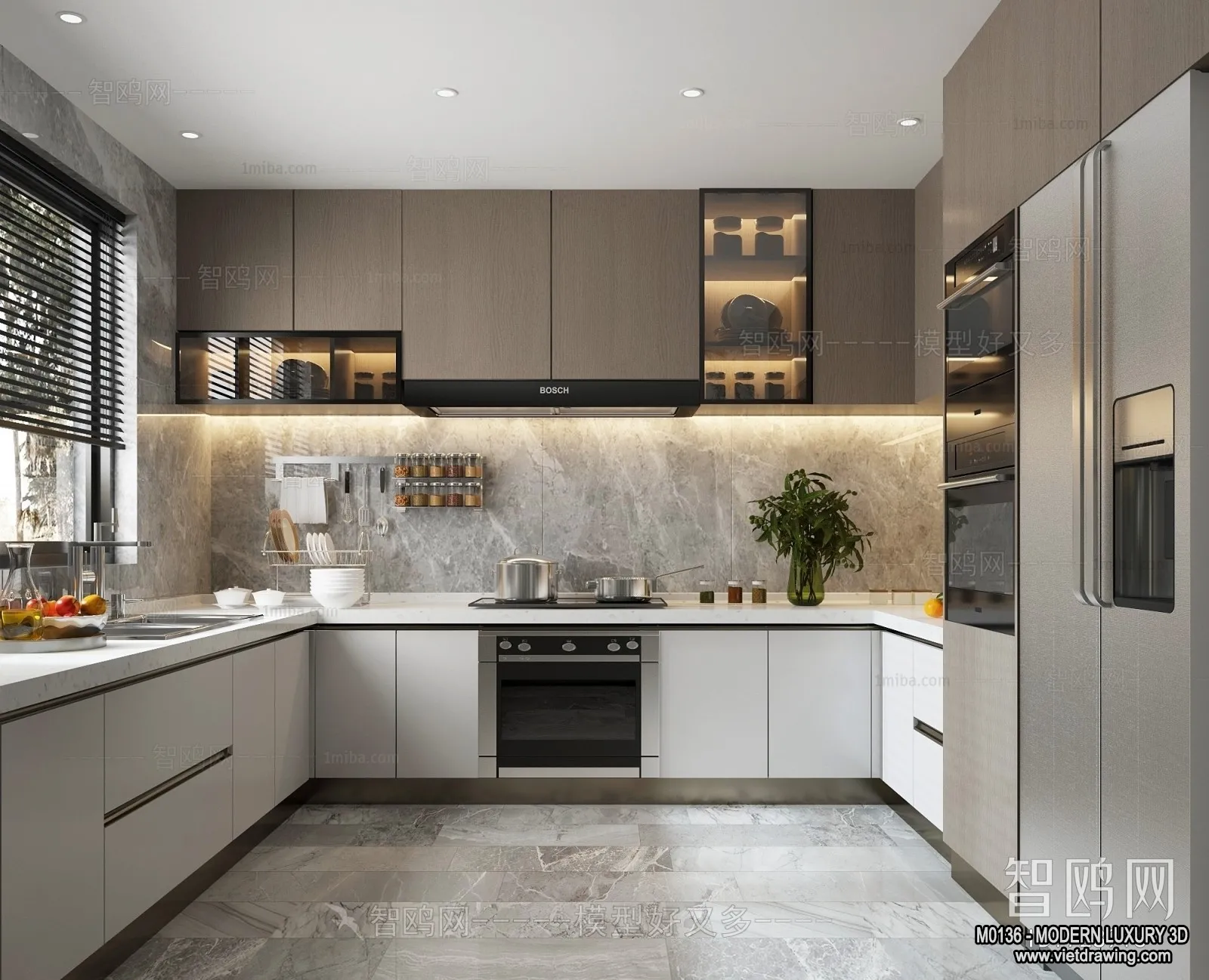 Kitchen – 3D Interior Scene – Luxury Style – 002