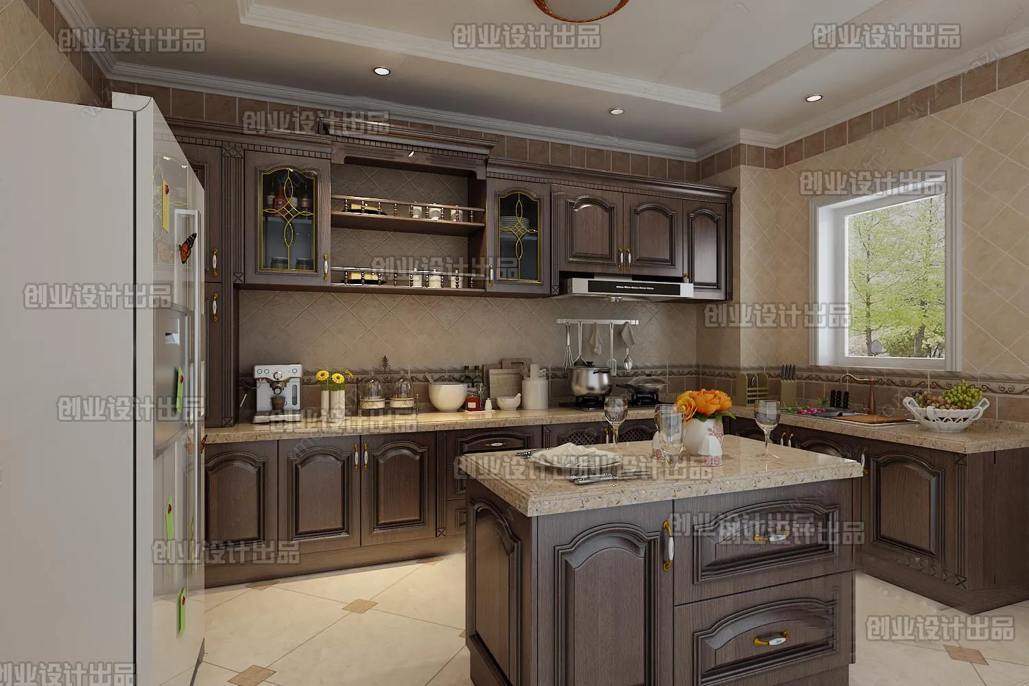 Kitchen 3D Interior Scene Model – European Style – 021