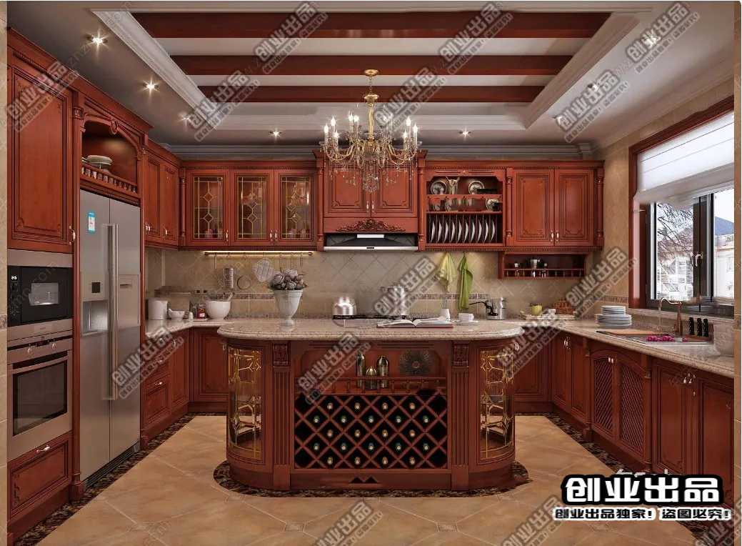 Kitchen 3D Interior Scene Model – European Style – 022