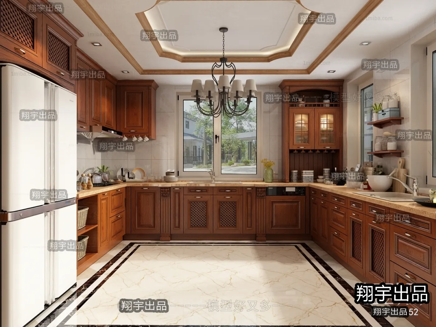 Kitchen 3D Interior Scene Model – European Style – 023