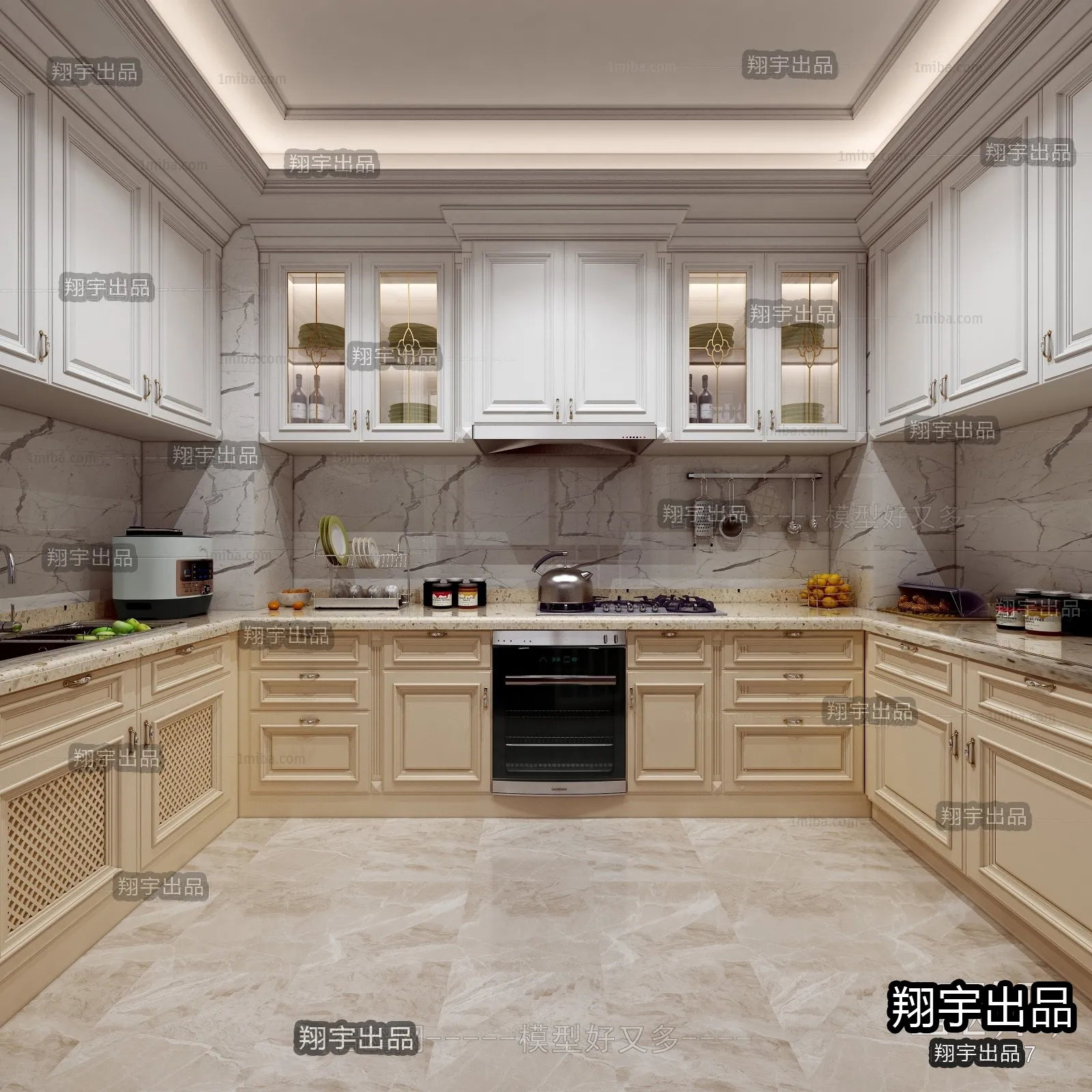 Kitchen 3D Interior Scene Model – European Style – 025