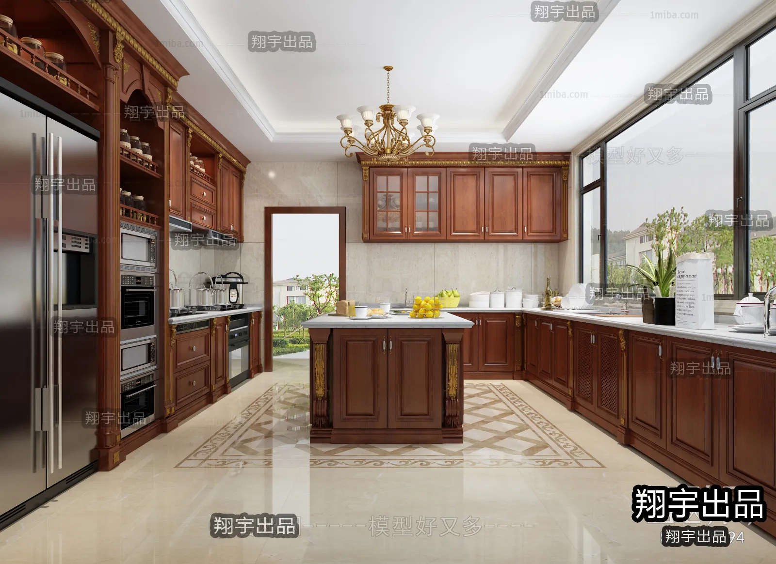 Kitchen 3D Interior Scene Model – European Style – 027