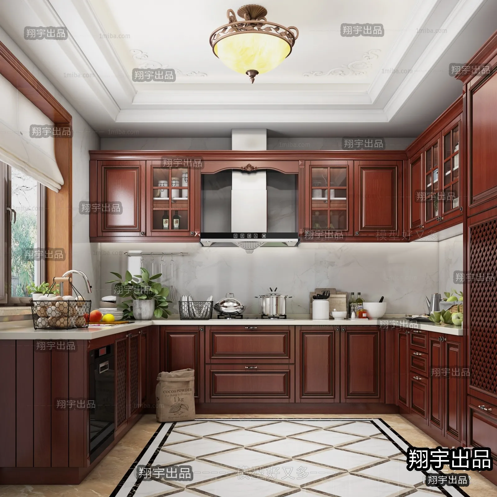 Kitchen 3D Interior Scene Model – European Style – 028