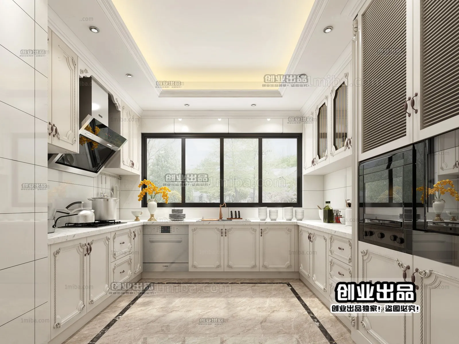 Kitchen 3D Interior Scene Model – European Style – 030