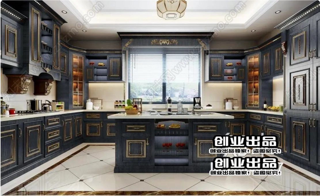 Kitchen 3D Interior Scene Model – European Style – 032