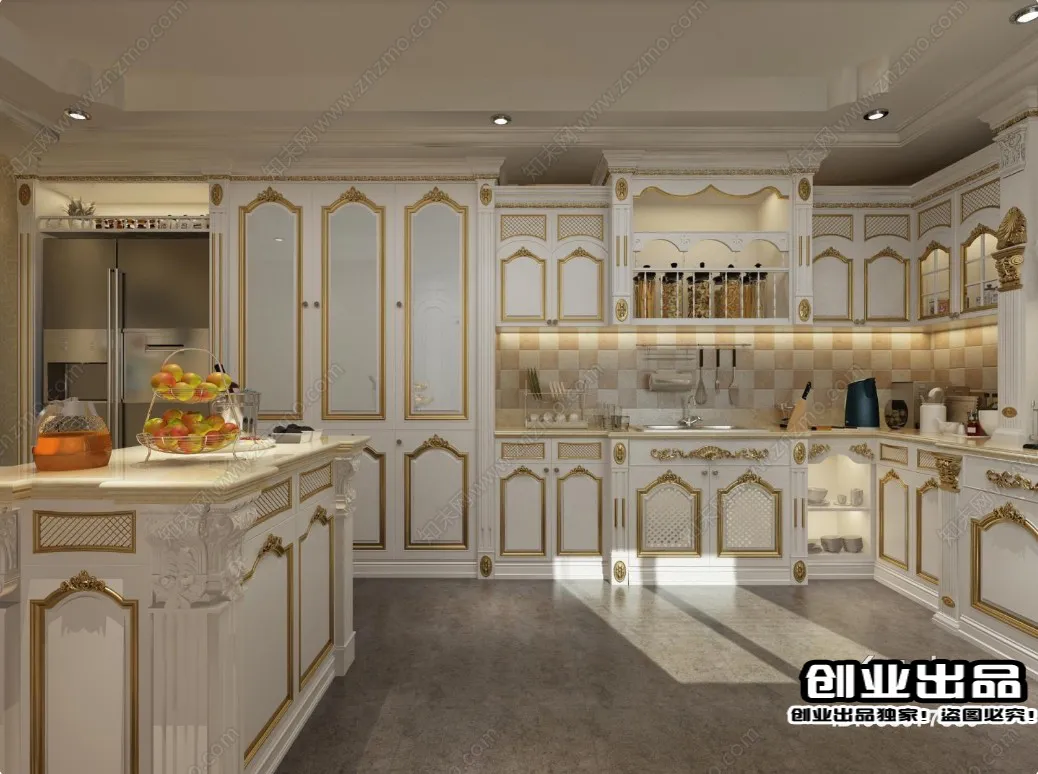 Kitchen 3D Interior Scene Model – European Style – 033