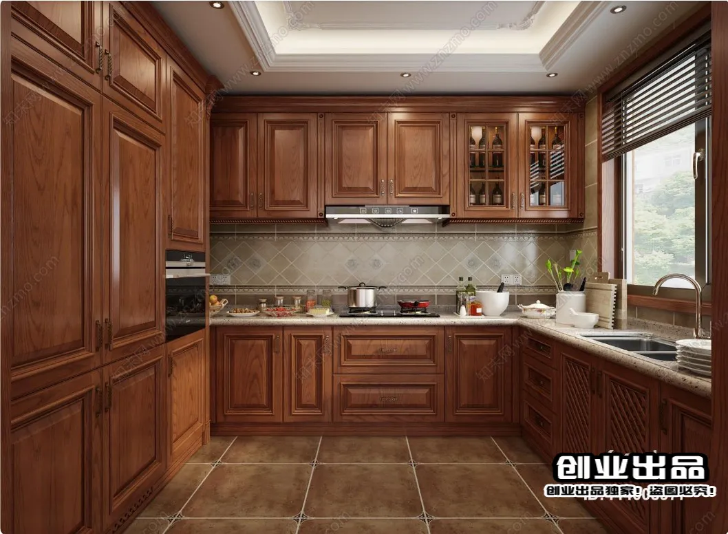 Kitchen 3D Interior Scene Model – European Style – 034