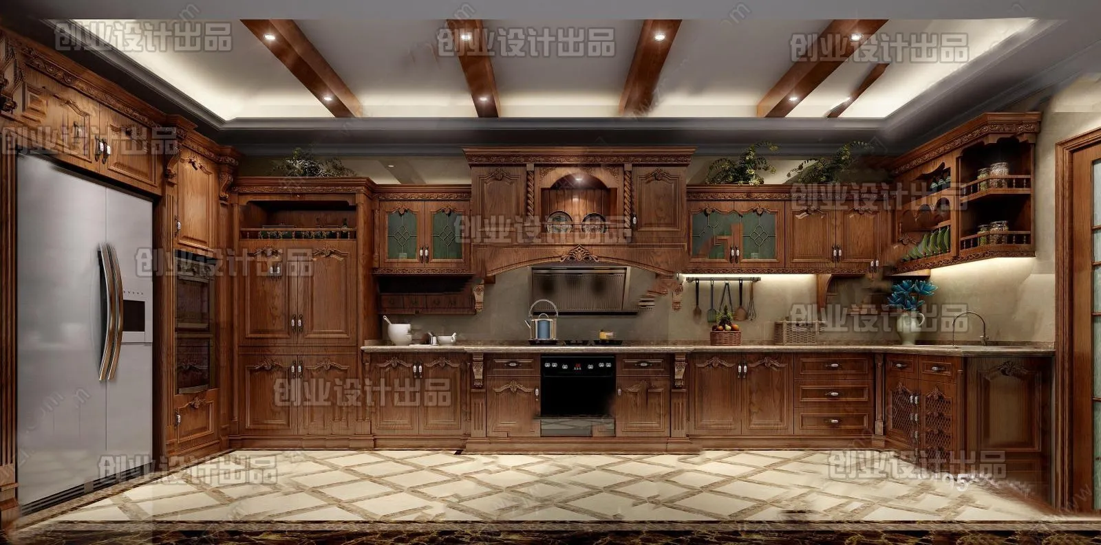 Kitchen 3D Interior Scene Model – European Style – 041