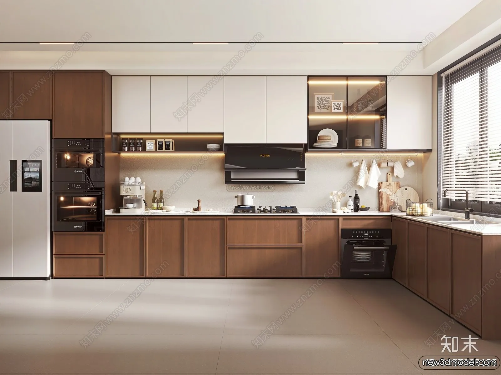 Kitchen 3D Interior Scene Model – Wabi Sabi Style – 001